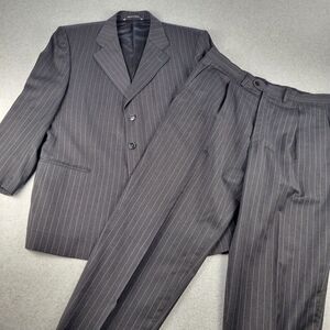 Emilio Yuste Suit Mens‎ 40 Black Pin Stripe Loro Piana Cuffed Hem Two Pieces